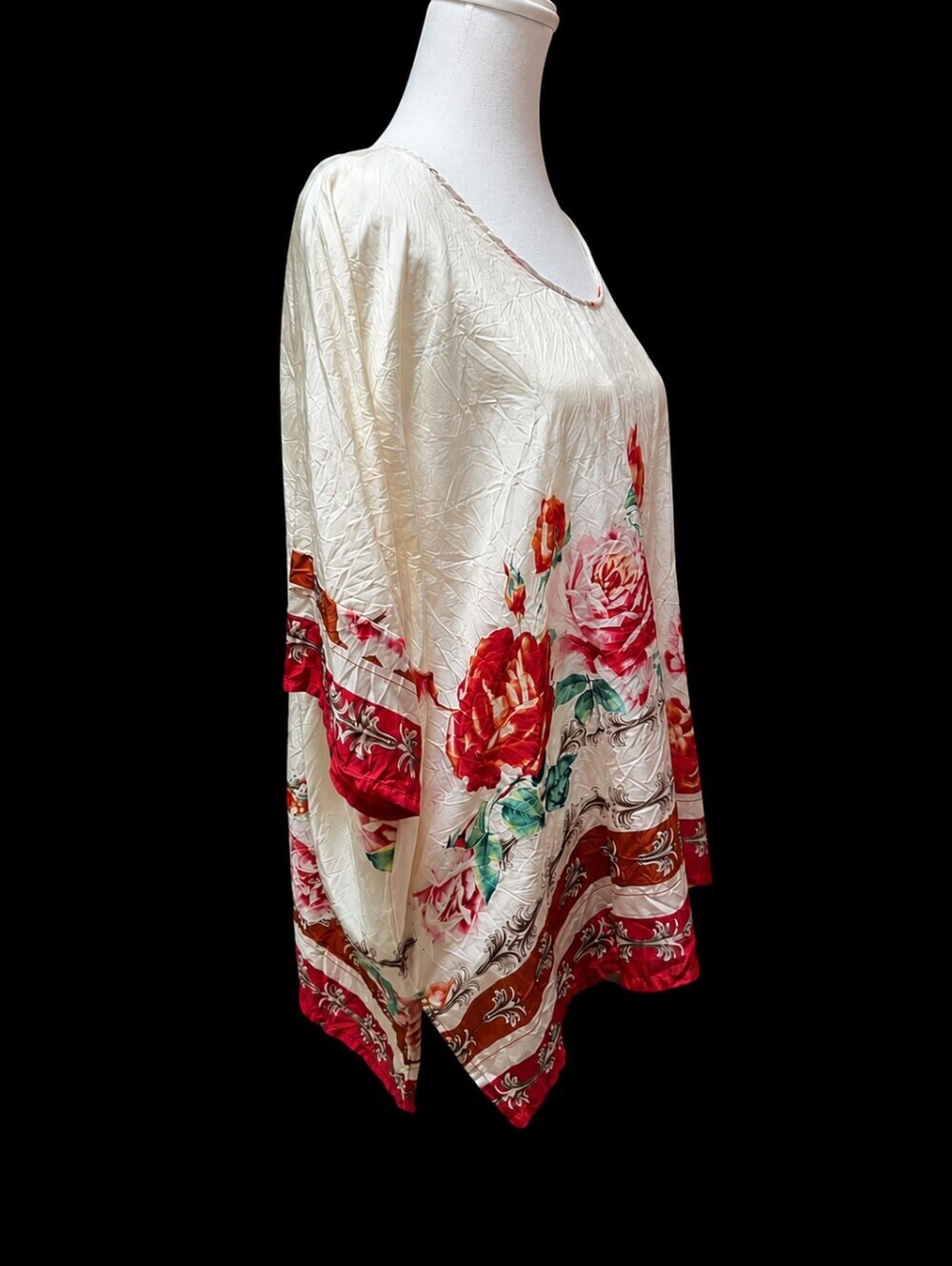 Johnny Was Secret Garden Silk Floral Tunic Blouse Poncho Top Women Size Large - Picture 10 of 16